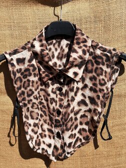 Kraag bruin panter viscose