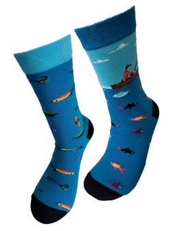 Visser met aas sokken