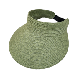 Zomer Rieten klep met elastiek Leger Groen
