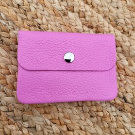 Kleine lederen portemonnee roze