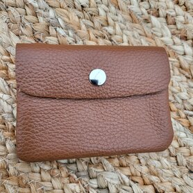 Kleine lederen portemonnee cognac