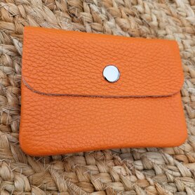 Kleine lederen portemonnee oranje