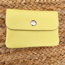 Kleine lederen portemonnee licht geel