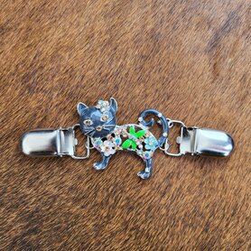 Sjaal/Vest Clip Zwarte kat met strass