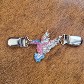 Sjaal/Vest Clip Kolibrie zilver met stras