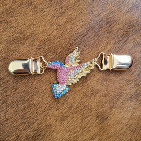 Sjaal/Vest Clip Kolibrie goud met stras