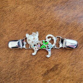 Sjaal/Vest Clip Witte kat met strass