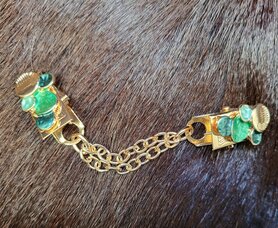 Sjaal/Vest Clip knijper goud groene rondjes