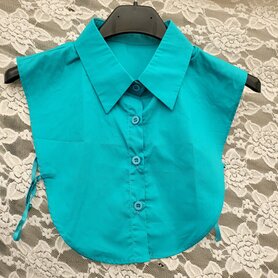 Losse blouse kraag katoen petrol